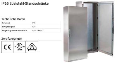 IP65 V2A Schaltschrank 1650x600x400 mm AISI 304L